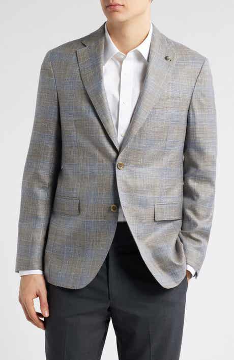 Jack Victor Midland Contemporary Fit Plaid Slub Wool & Silk Blend Sport Coat