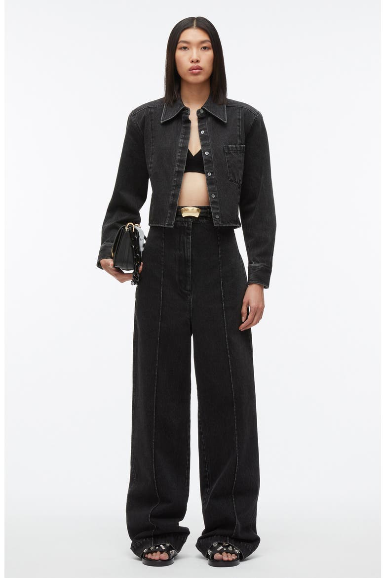 Cropped Denim Shirt Jacket, Alternate, color, WASHED BLACK