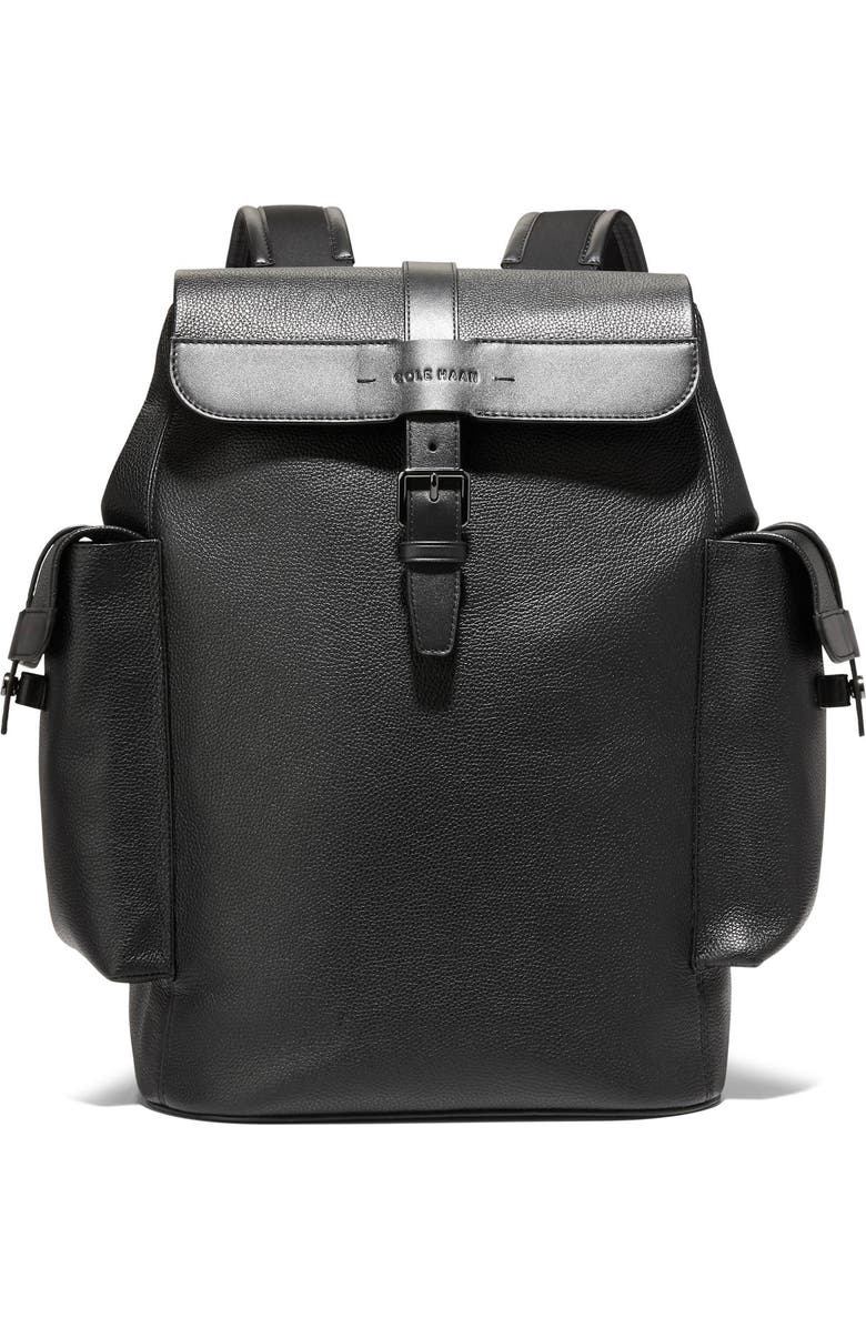 Cole Haan Triboro Leather Backpack, Main, color, Black