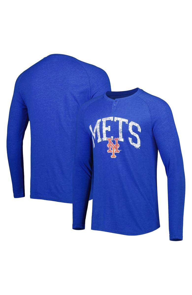 CONCEPTS SPORT Men's Concepts Sport Royal New York Mets Inertia Raglan Long Sleeve Henley T-Shirt, Main, color,