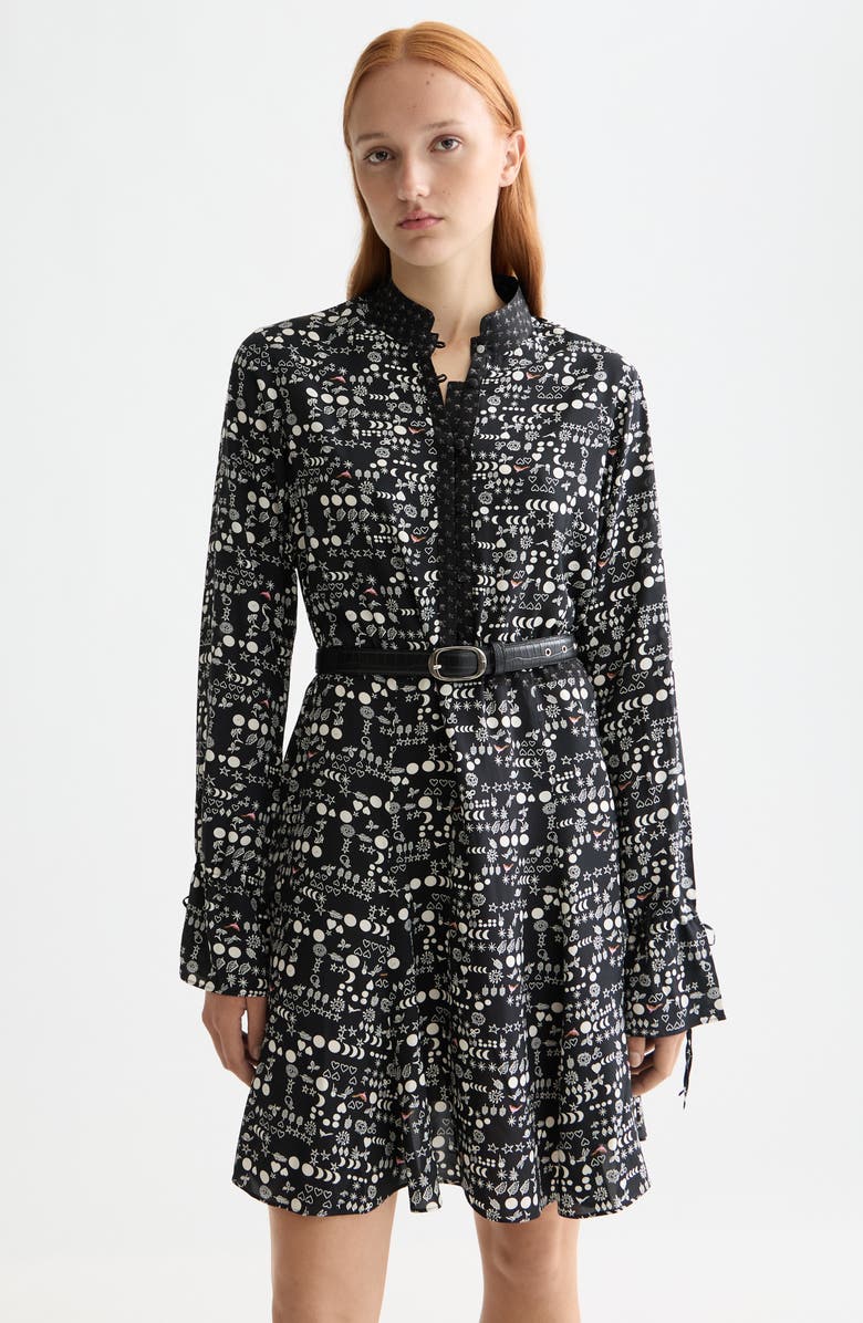 Scotch & Soda Long Sleeve Print Minidress, Alternate, color, Moon Gardening