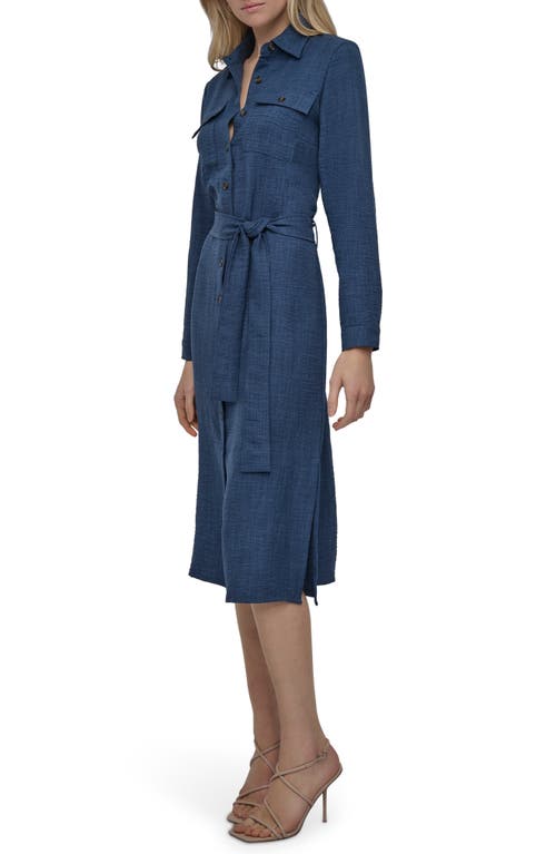 DKNY DKNY LONG SLEEVE BELTED MIDI SHIRTDRESS