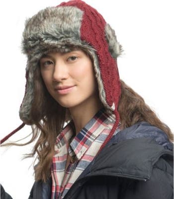 Cable Knit Russian Hat w/ Faux Fur