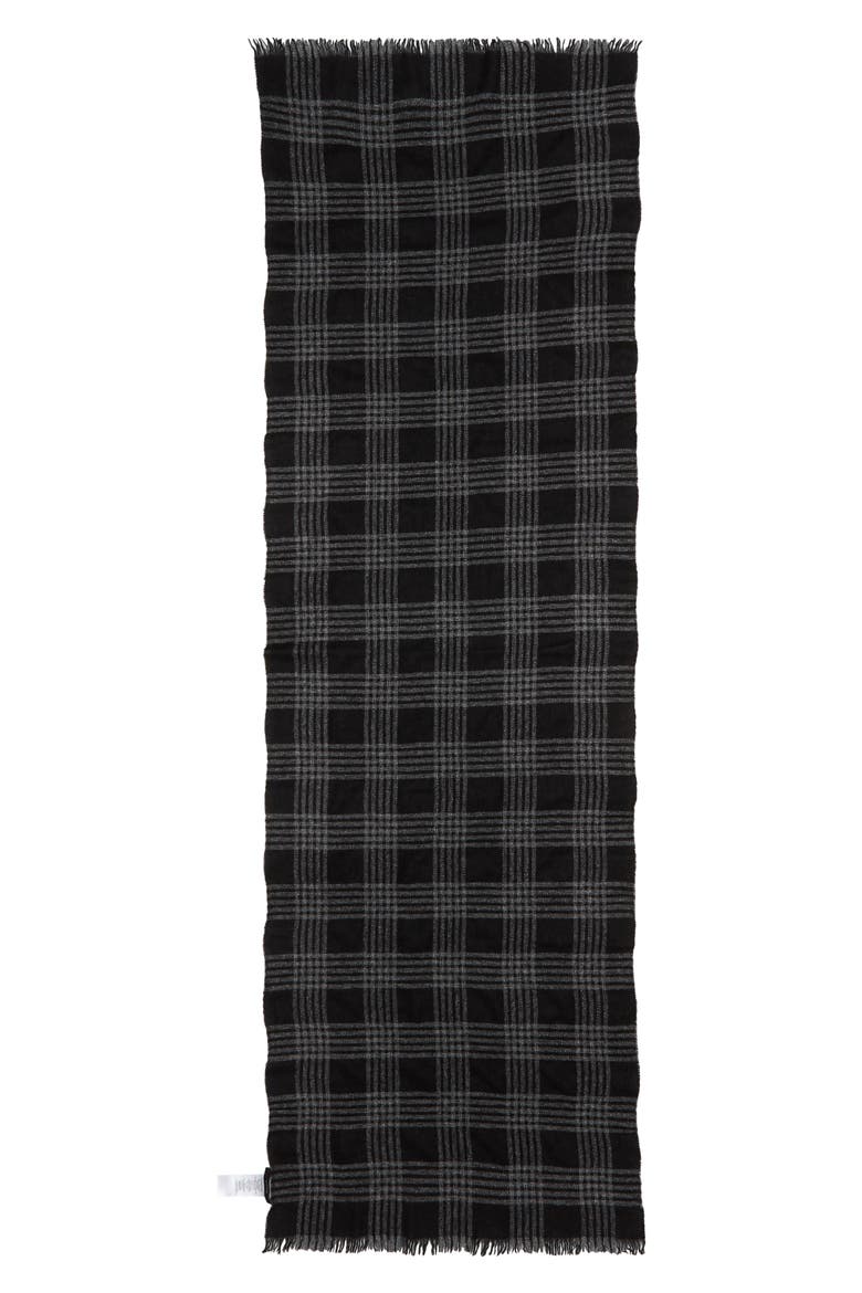 Plaid Cashmere Scarf, Alternate, color, BLACK GREY