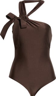 Zimmermann Awaken Asymmetric Halter One-Piece Swimsuit