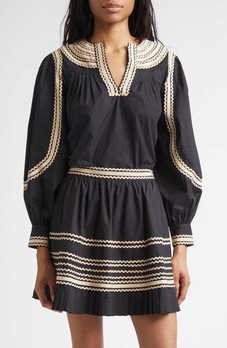 Ulla Johnson Laurenza Long Sleeve Top, Main, color, Noir