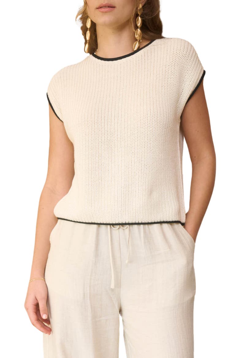 Cap Sleeve Button Back Sweater, Main, color, CREAM