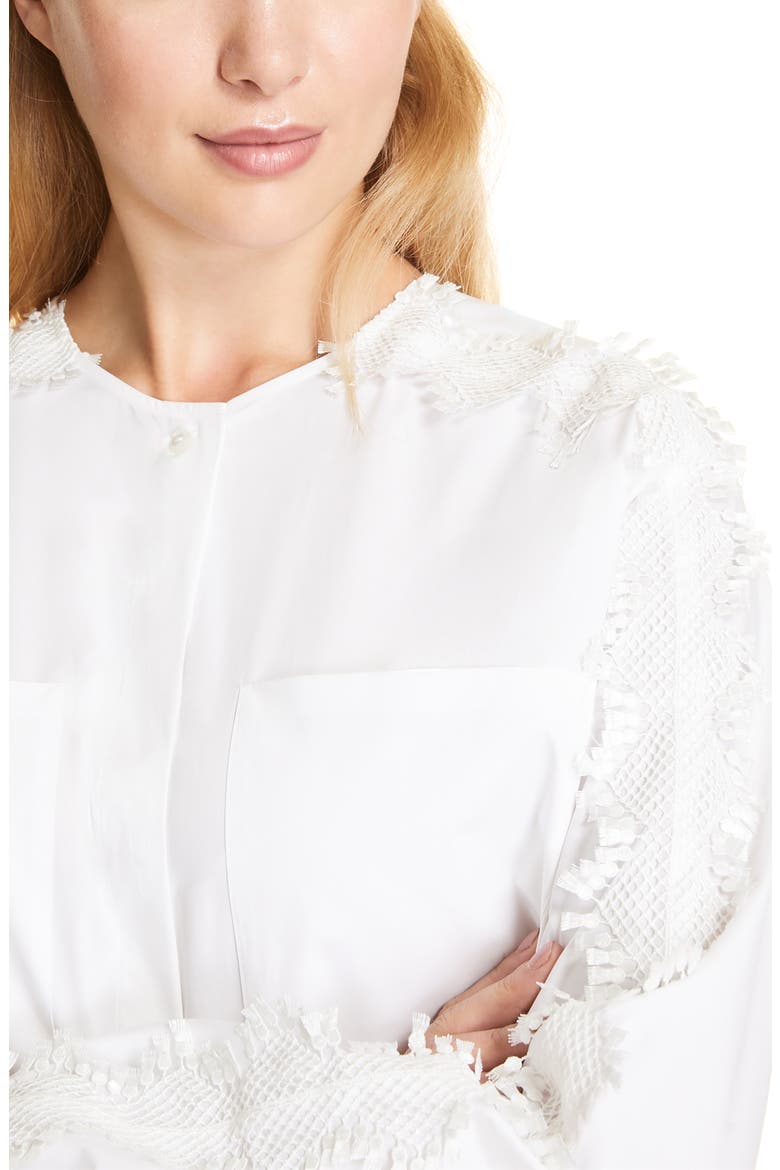 Bagliore Lace Detail Cotton Long Sleeve Blouse, Alternate, color, WHITE
