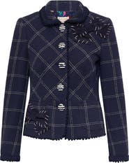 Maison Common Boucle Jacket With Window Plaid And Application