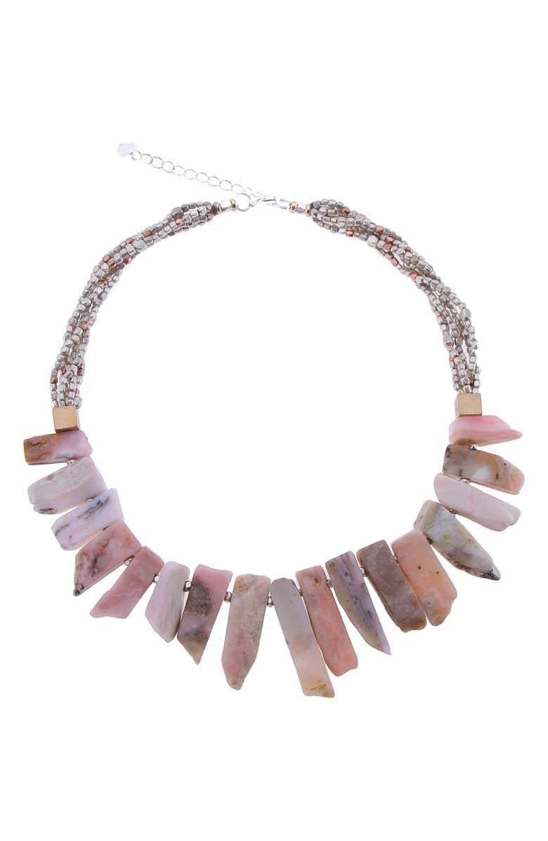 Nakamol Chicago Nakamol Design Short Stick Agate & Crystal Collar Necklace, Main, color, 