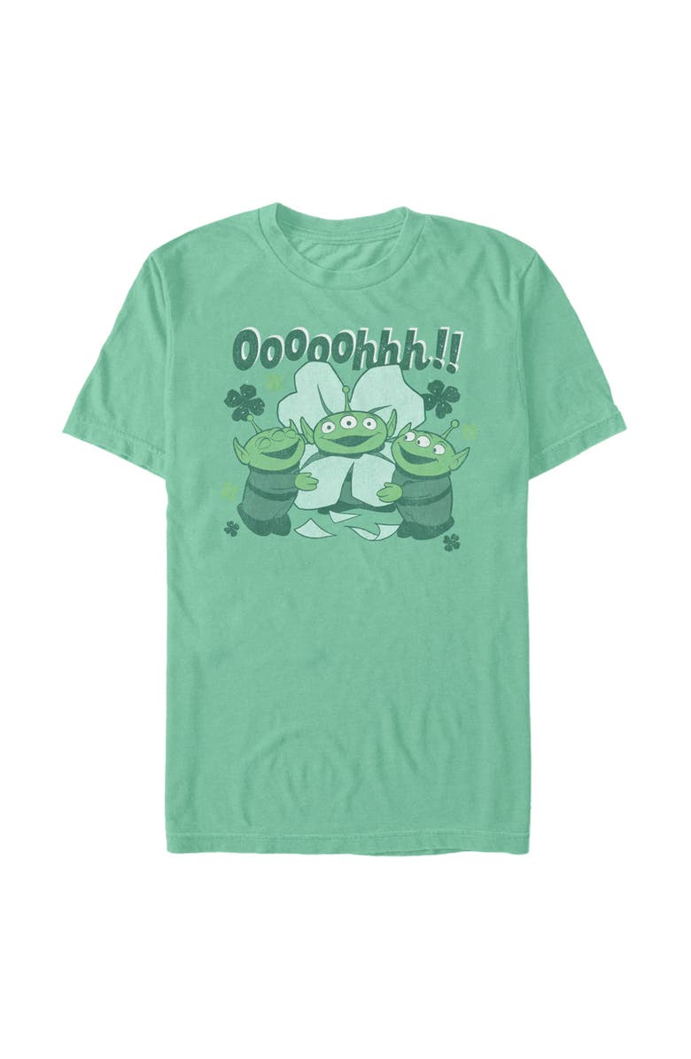 Toy Story Men's Toy Story Alien Clover Bloom Graphic T-Shirt, Alternate, color, Chalky Mint