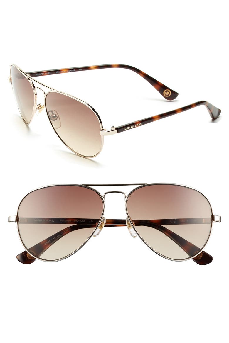 58mm Aviator Sunglasses, Main, color, GOLD