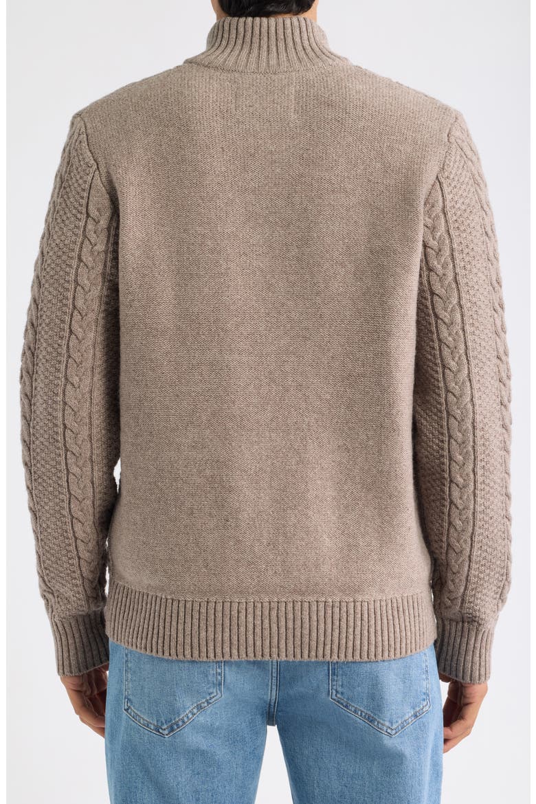 Cable Knit Quarter Zip Sweater, Alternate, color, TAUPE