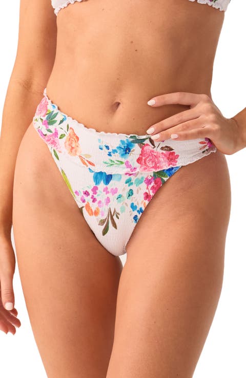 Smocked High Waist Bikini Bottoms