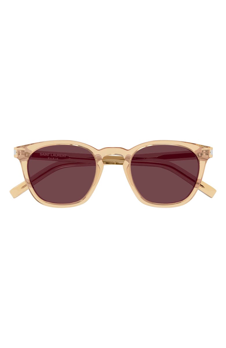 Saint Laurent 49mm Small Round Sunglasses, Main, color, Yellow