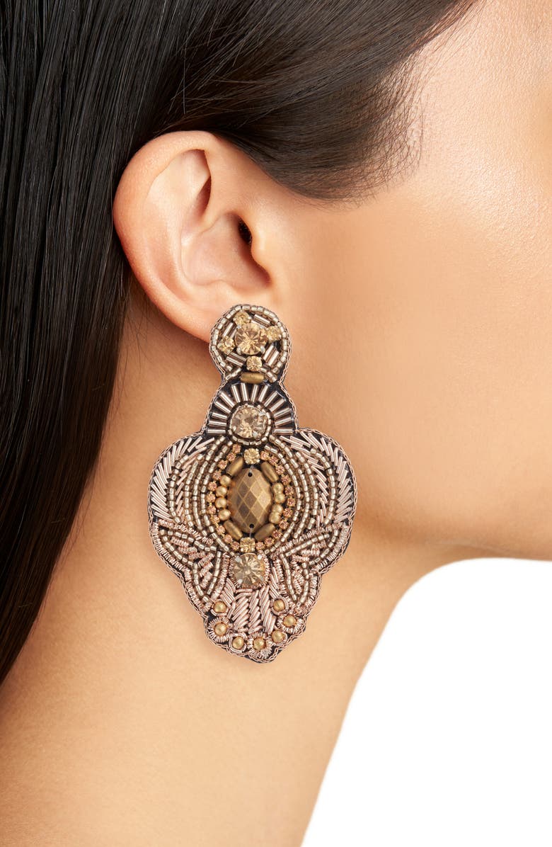 Tasha Beaded Earrings, Alternate, color, Gold