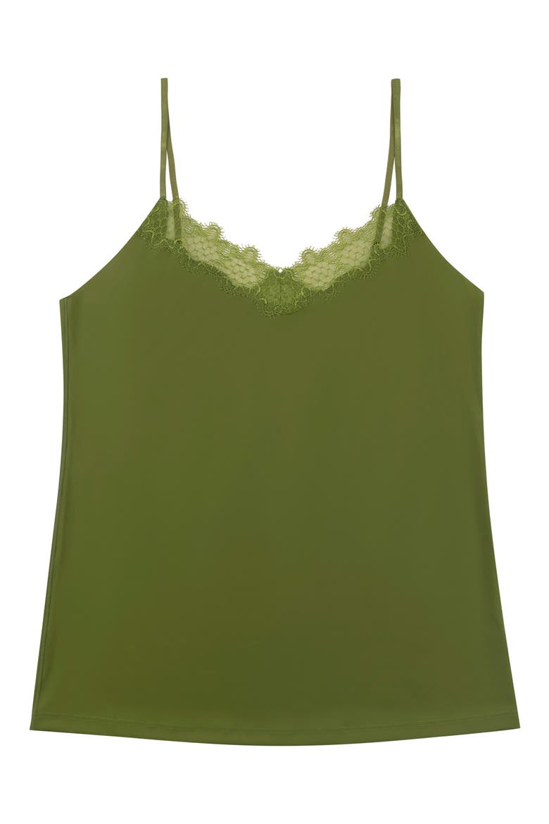 Soft Seamless Camisole with Lace, Alternate, color, TERRARIUM MOSS
