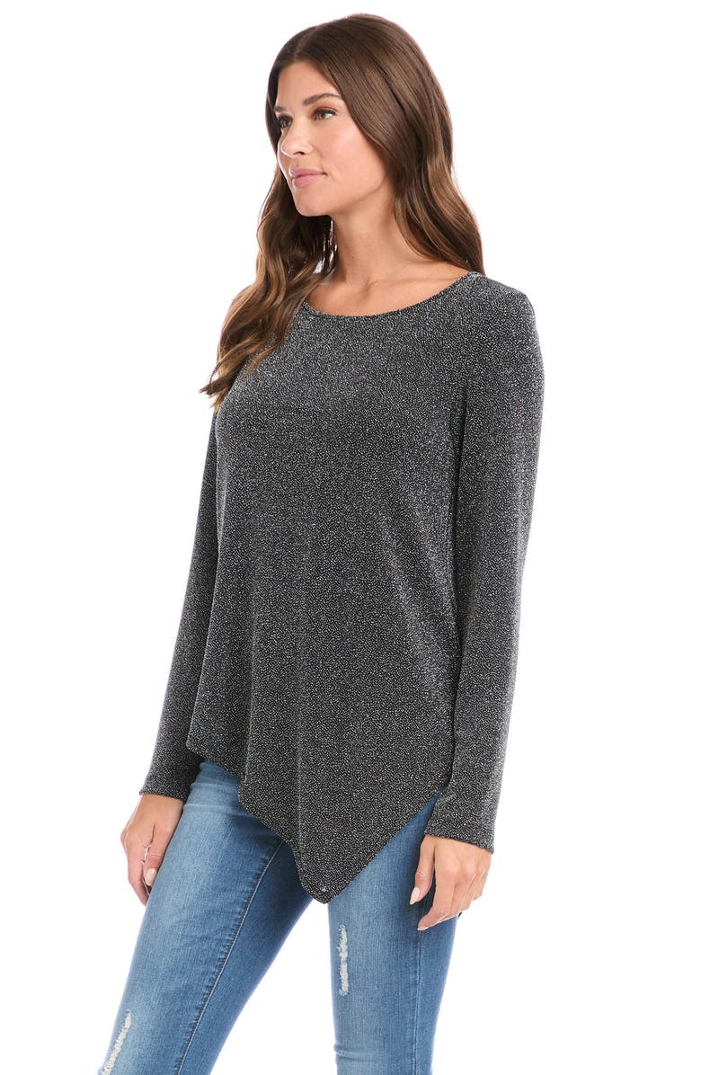 Karen Kane Metallic Sparkle Asymmetric Hem Top, Alternate, color, 