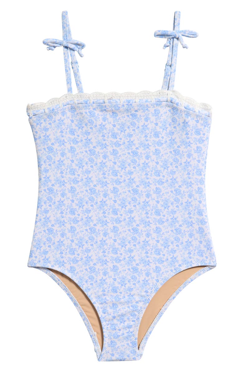 Shade Critters Kids' Scallop Crochet Trim One-Piece Swimsuit, Main, color, Blue