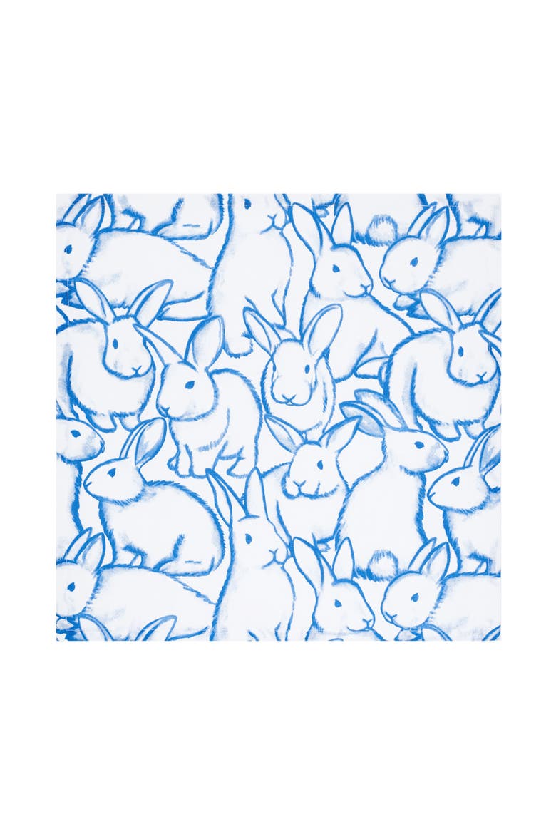 Easter Bunny Blue Silhouettes 100% Cotton Set of 6 Cloth Napkins, Alternate, color, Blue