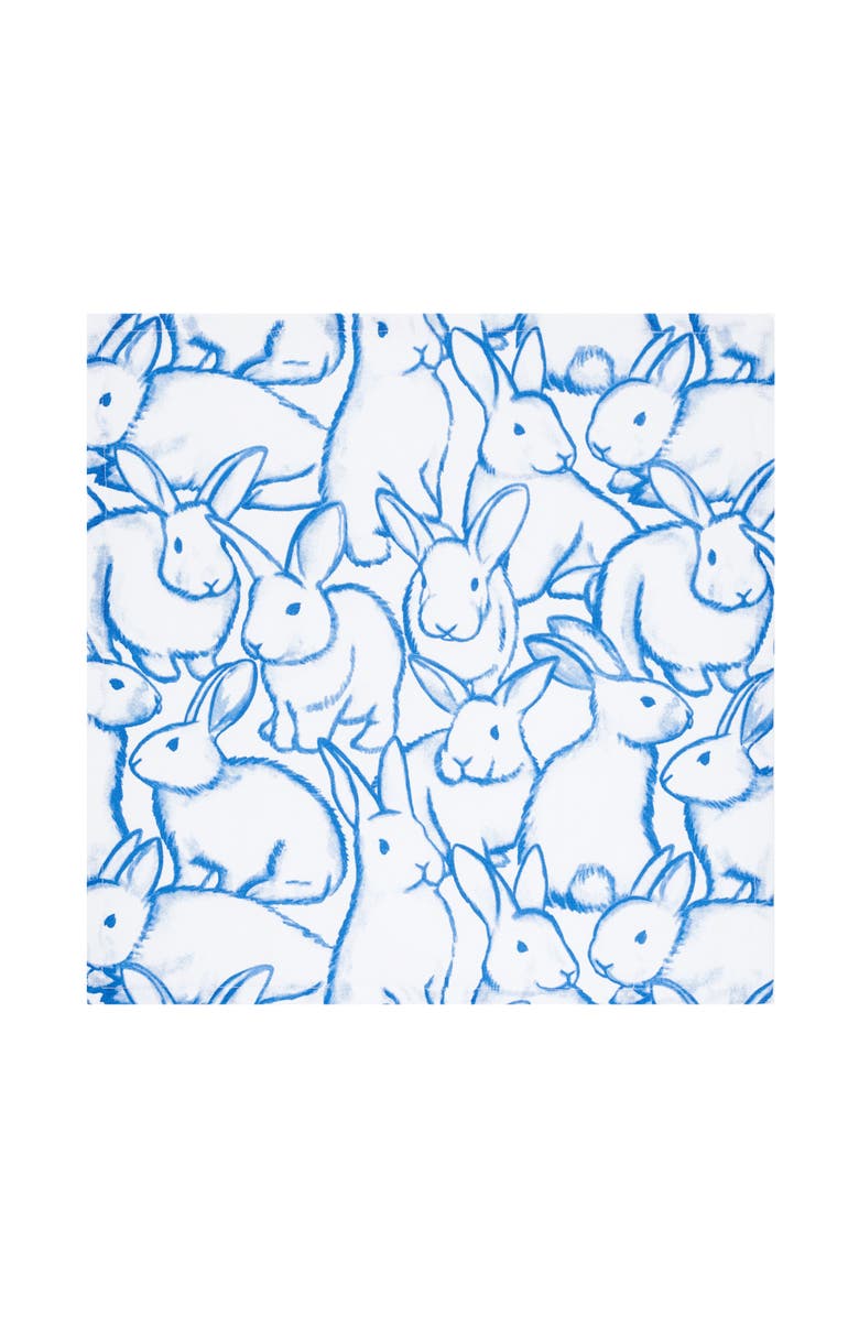C&F Home Easter Bunny Blue Silhouettes 100% Cotton Set of 6 Cloth Napkins, Alternate, color, Blue