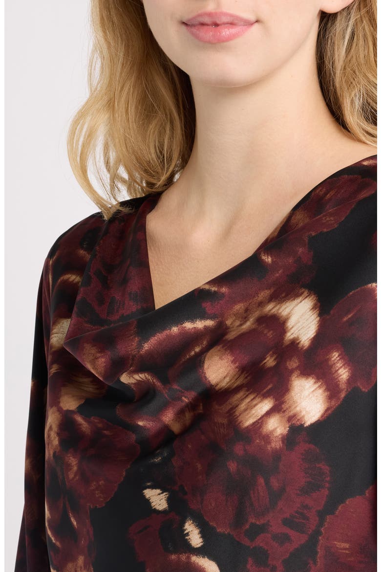 Cowl Neck Floral Print Top, Alternate, color, ANNE BLACK MULTI