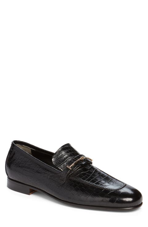 Gigi Double T Bit Alligator Embossed Loafer