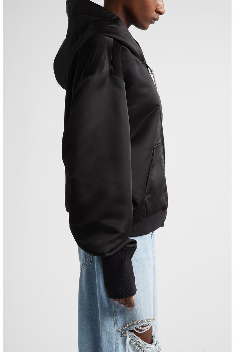Crystal Knot Satin Full Zip Hoodie, Alternate, color, BLACK
