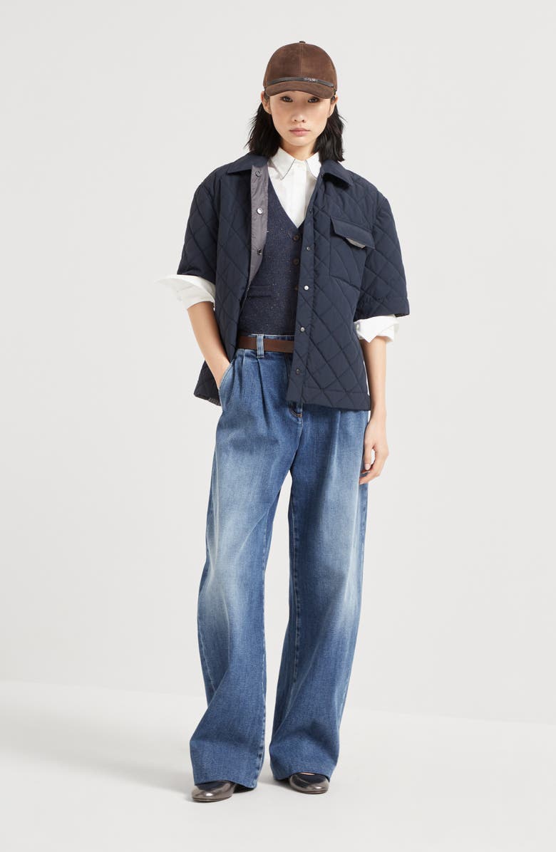 Brunello Cucinelli Cashmere knit vest, Alternate, color, Navy Blue