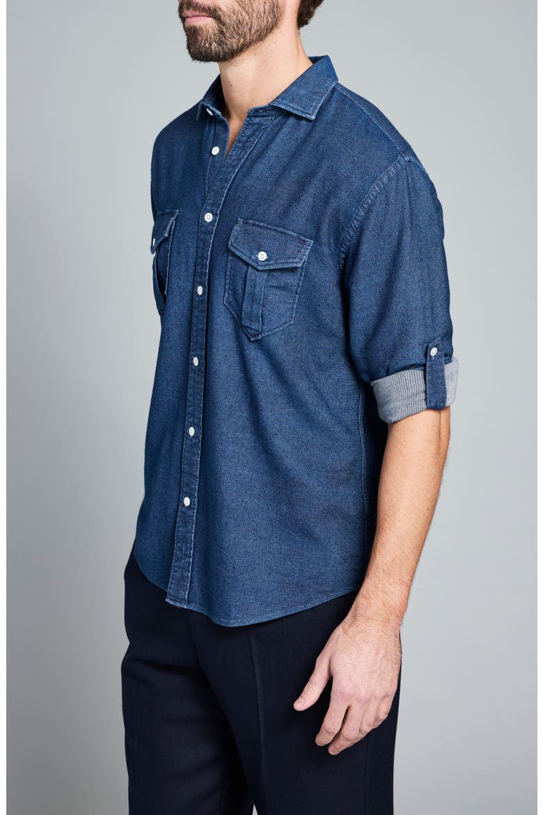 Scout Cotton Button-Up Shirt, Alternate, color, CARBON BLUE