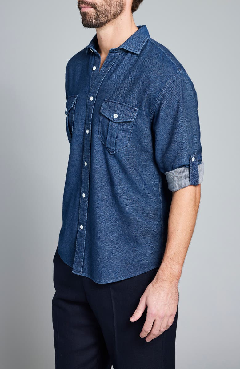 Billy Reid Scout Cotton Button-Up Shirt, Alternate, color, Carbon Blue
