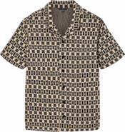 John Varvatos Geo Pattern Knit Camp Shirt
