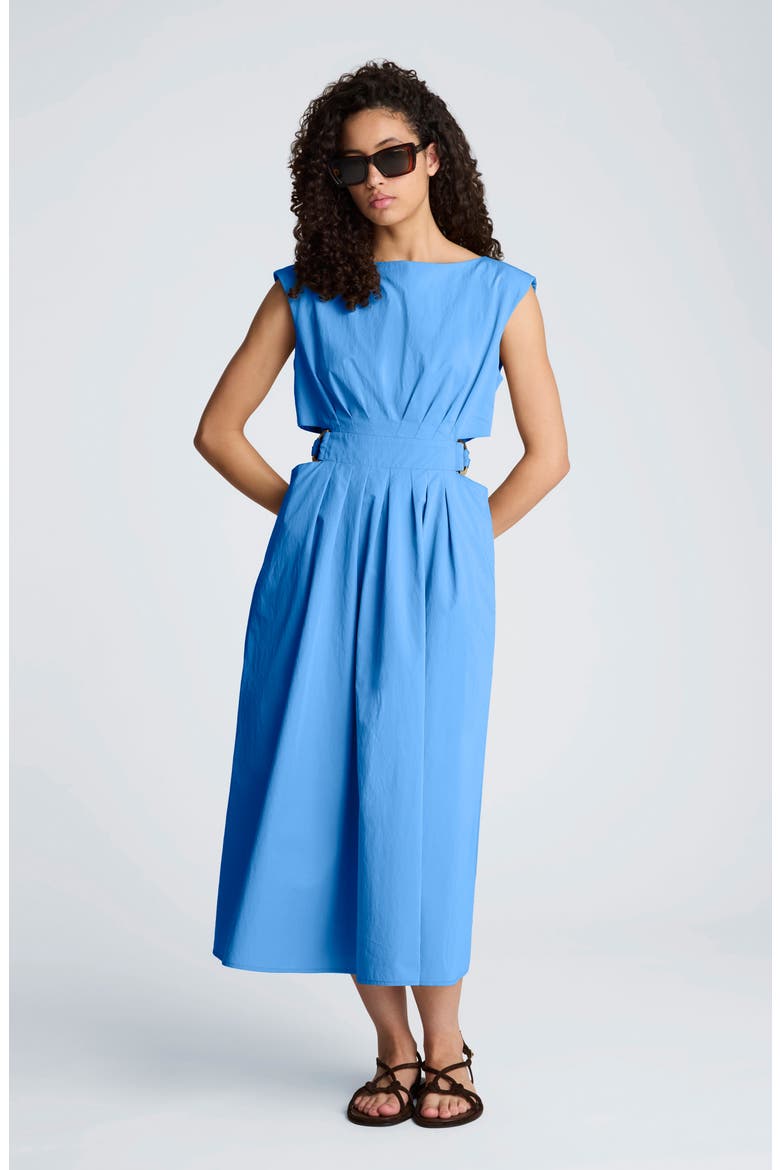 Cutout D-Ring Tie Back Midi Dress, Alternate, color, LAKE BLUE