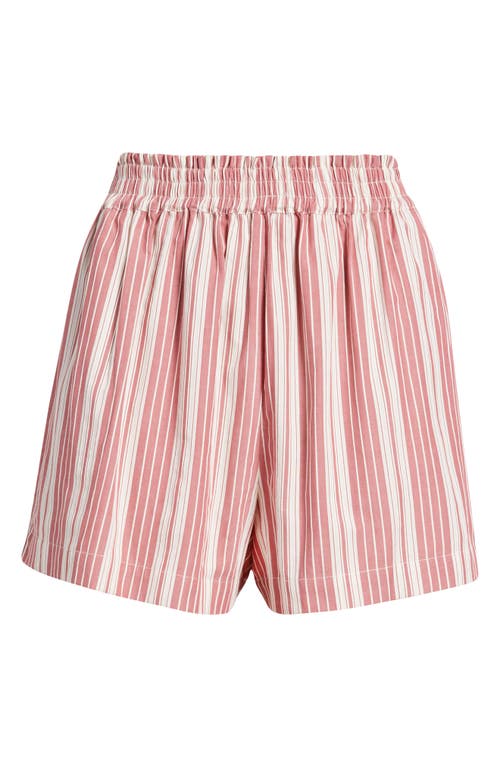 Faithfull The Brand Elva Stripe Cotton Shorts In Cherry Stripe