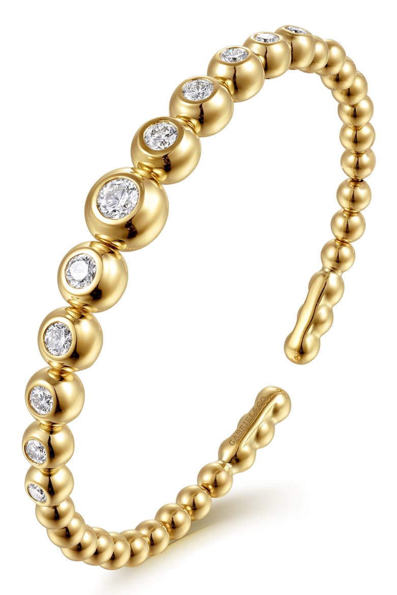 Bujukan Graduating Bezel Diamond Beaded Cuff Bracelet, Alternate, color, 14K YELLOW GOLD