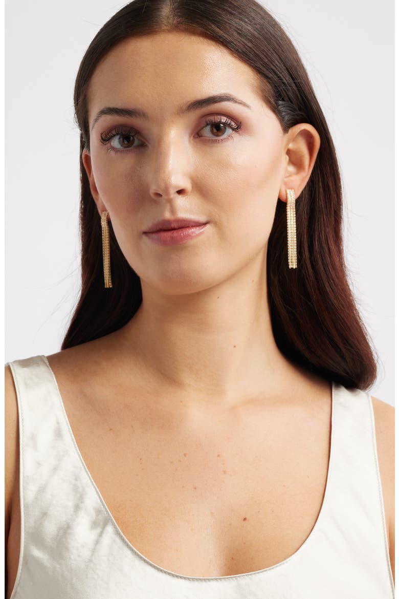 Pavé Fringe Earrings, Alternate, color, CLEAR- GOLD