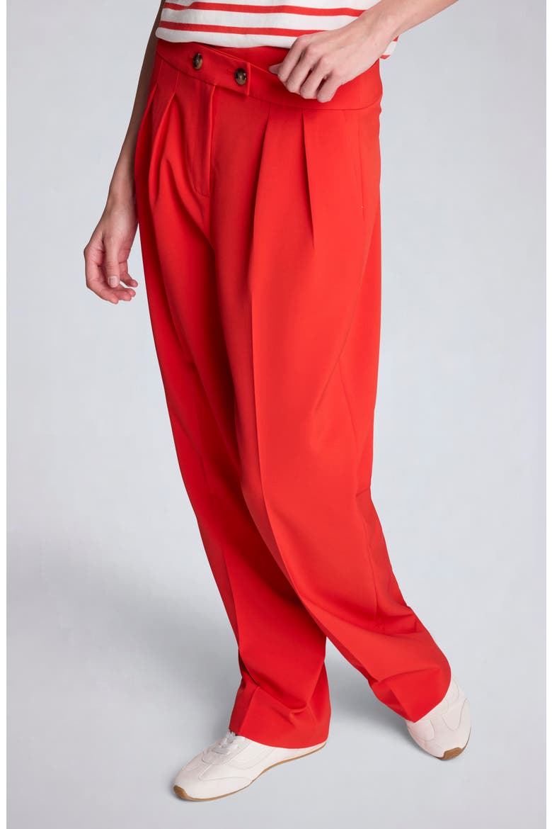 Pleat Front Wide Leg Pants, Alternate, color, LAVA RED