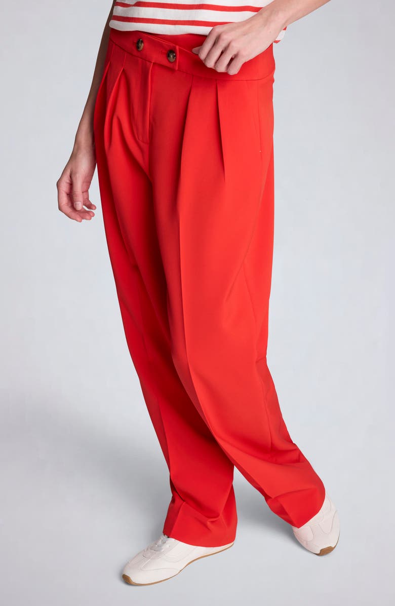 Kenneth Cole Pleat Front Wide Leg Pants, Alternate, color, Lava Red