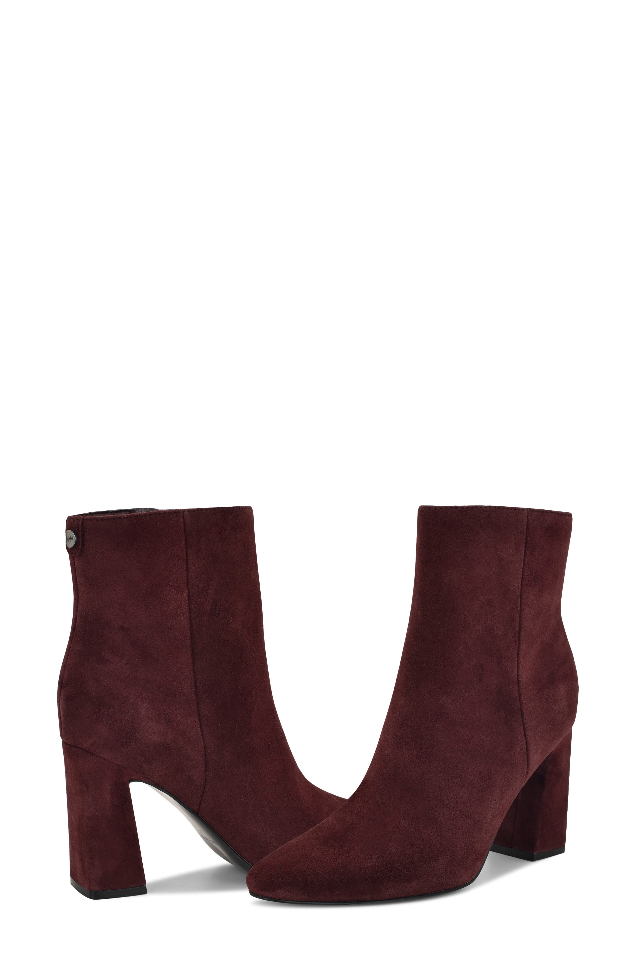 Nine West Reraye Bootie, Alternate, color, Dark Red Suede