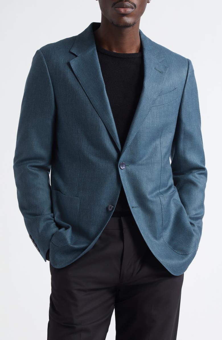 ZEGNA Textured Cashmere, Silk & Linen Sport Coat, Main, color, Medium Blue