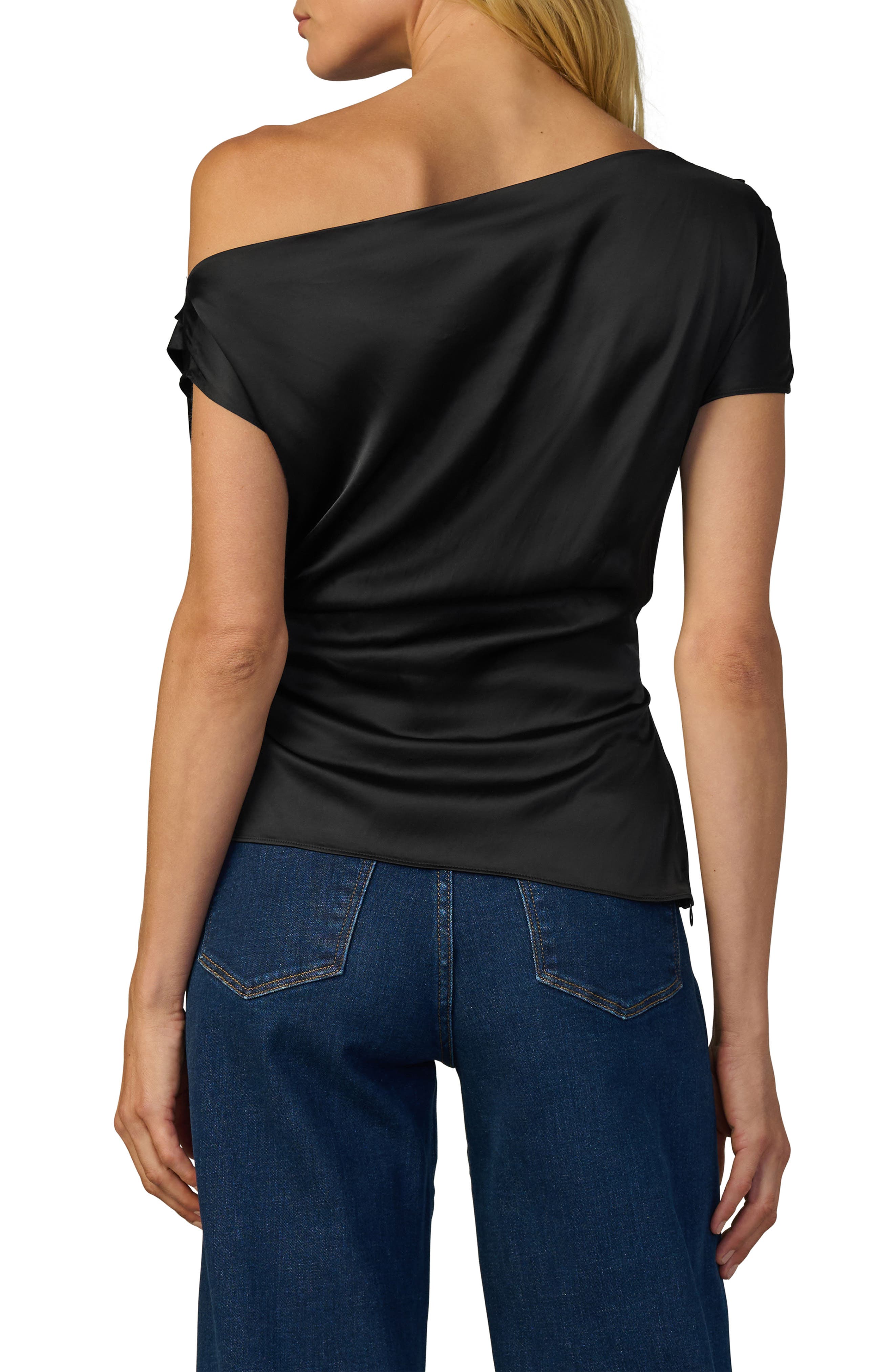 The Isla Drape One-Shoulder Satin Top - image 2