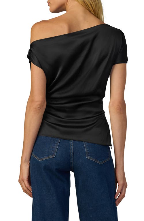 Joe's Jeans The Isla Drape One-shoulder Satin Top In Black