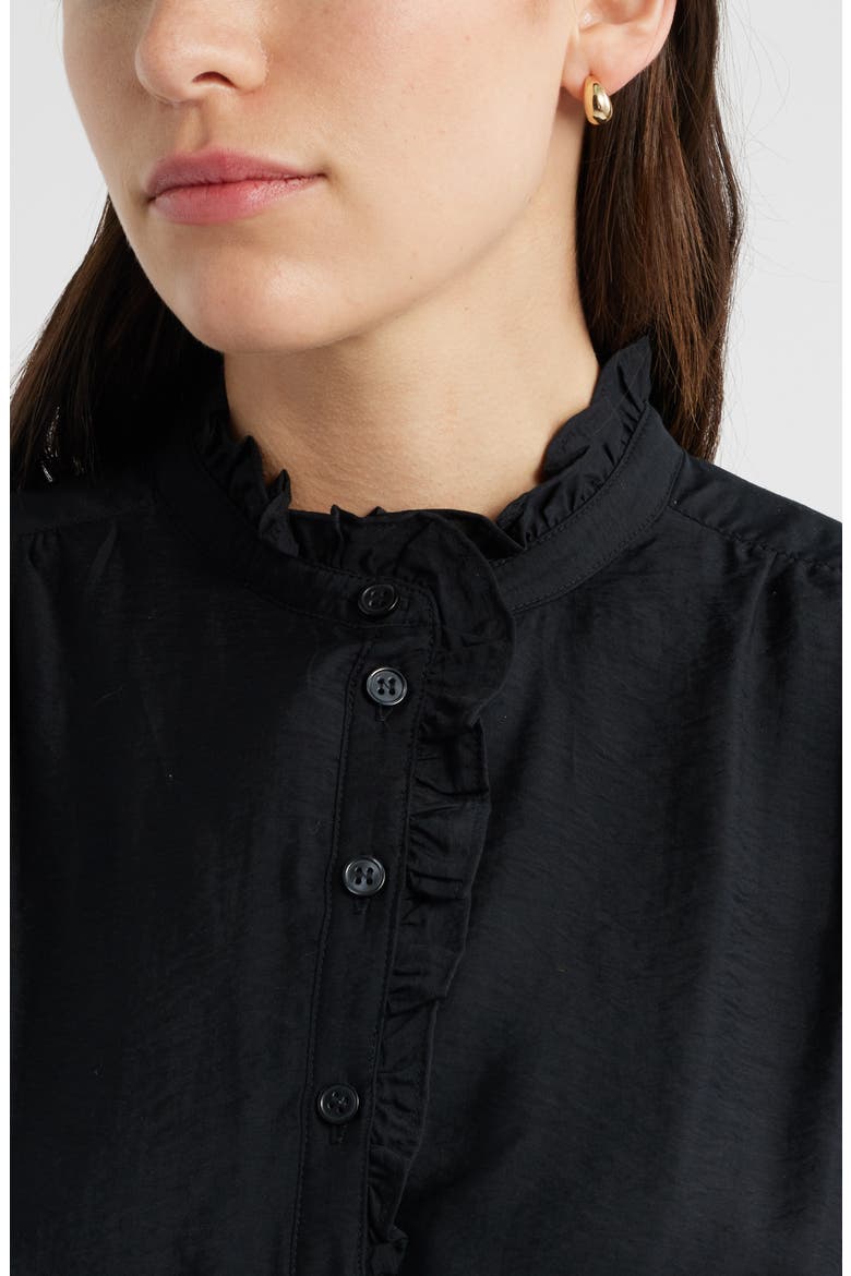 Ruffle Detail Dress, Alternate, color, BLACK