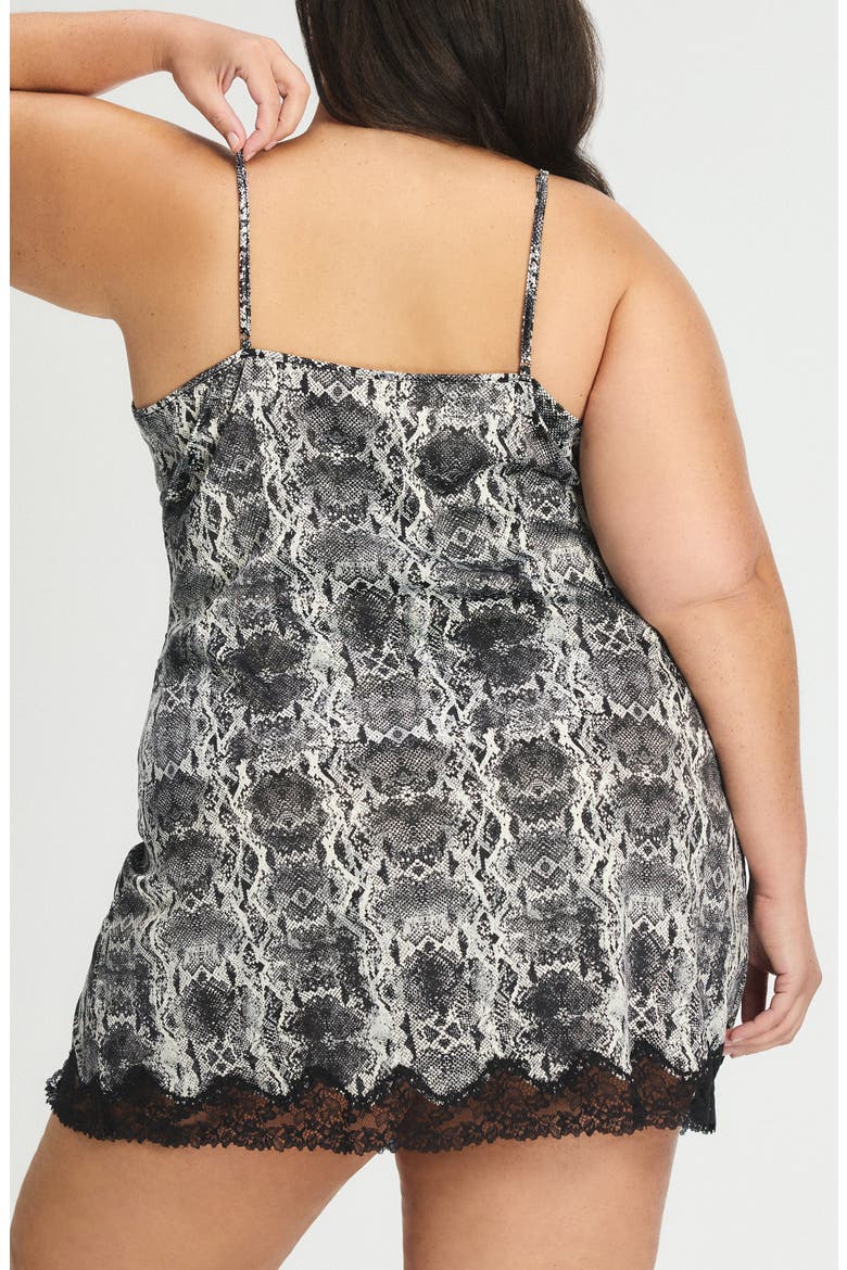 Satin Secrets Sleep Mini Slip, Alternate, color, WHITE WINE NOIR VIPOR PRINT