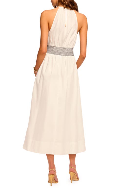 Ramy Brook Melanie Smocked Cotton Poplin Midi Dress In White