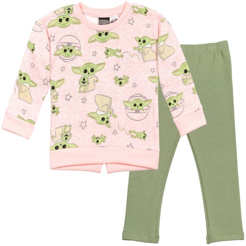 Star Wars Baby Yoda The Mandalorian Sweatshirt & Leggings Set In Pink