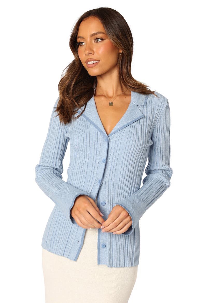 Florence Notched Collar Cardigan, Alternate, color, BLUE