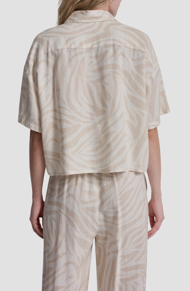 DKNY Jeans Cropped Drop Shoulder Linen Blend Top, Alternate, color, 