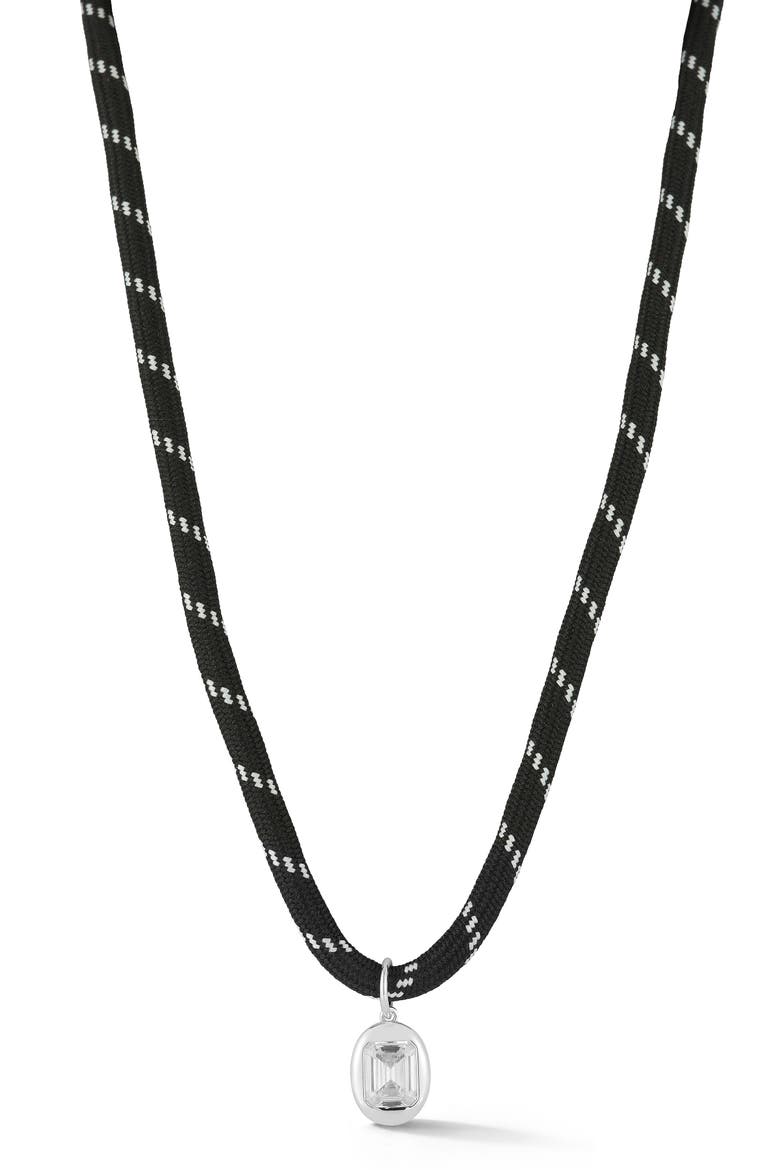 Cubic Zirconia Solitaire Cord Pendant Necklace, Main, color, SILVER
