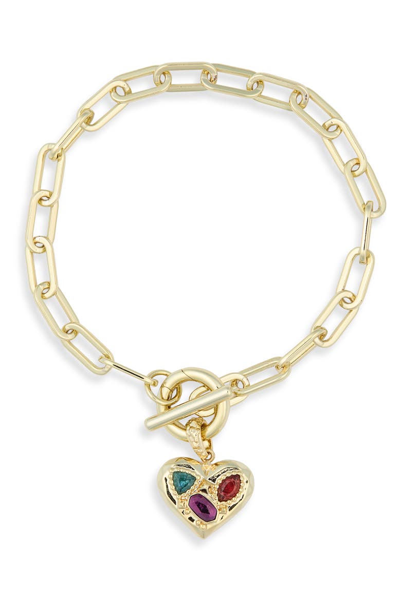Penny Heart Chain Bracelet, Main, color, GOLD MULTI MIX